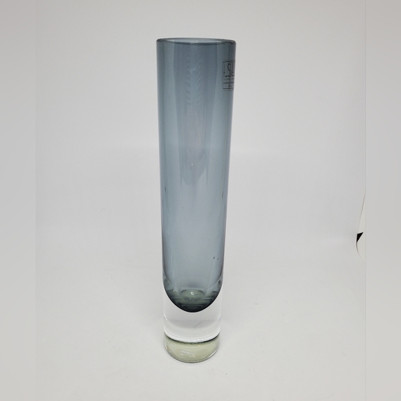 LSA International Smokey Blue Glass Tall Round Vase - Picture 4 of 8